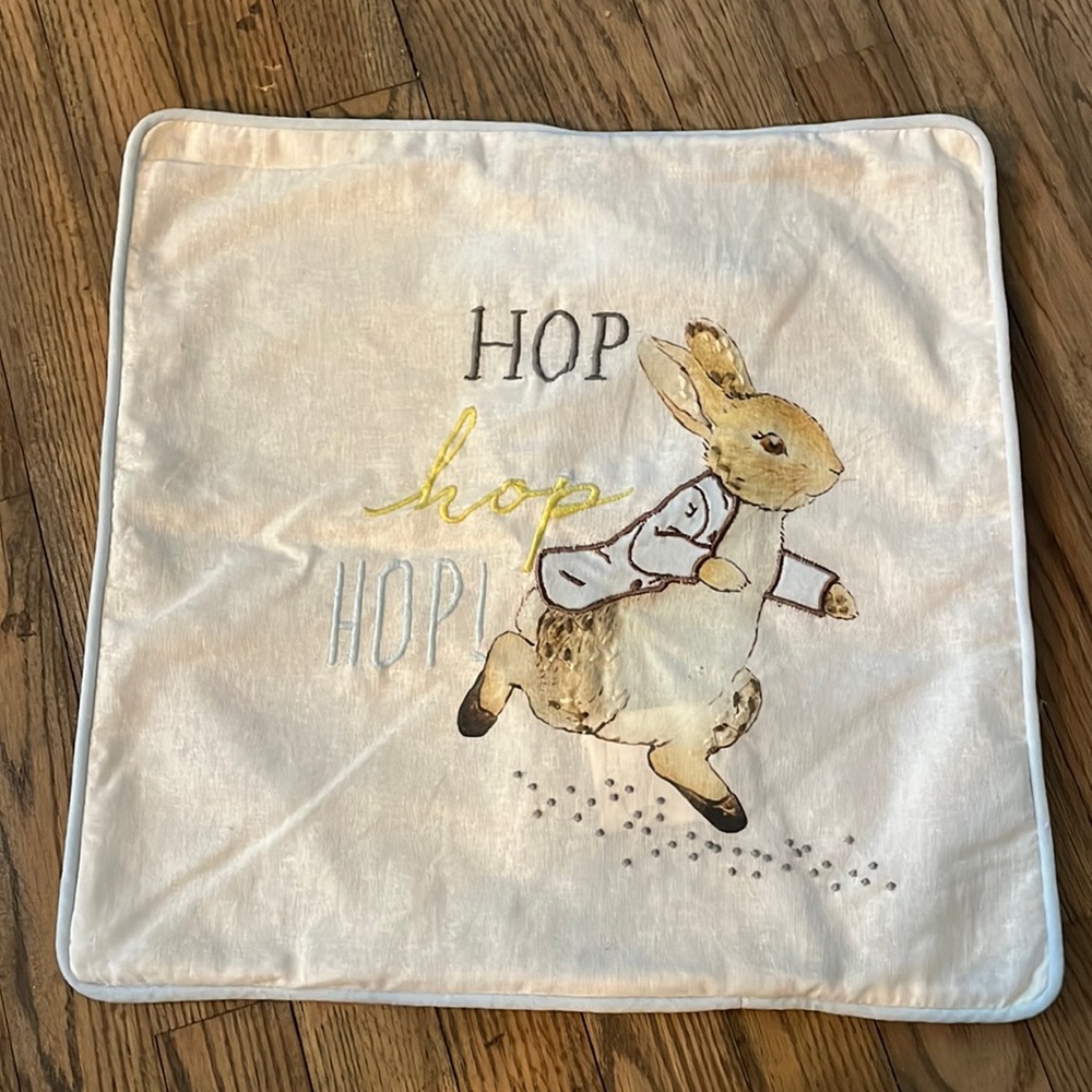 Pottery Barn Kids Peter rabbit embroidered pillow case like new